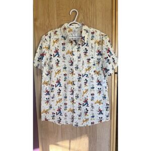 2025 Disney Parks Fab 5 Mickey Goofy Donald Daisy Min Button Down Shirt Size L